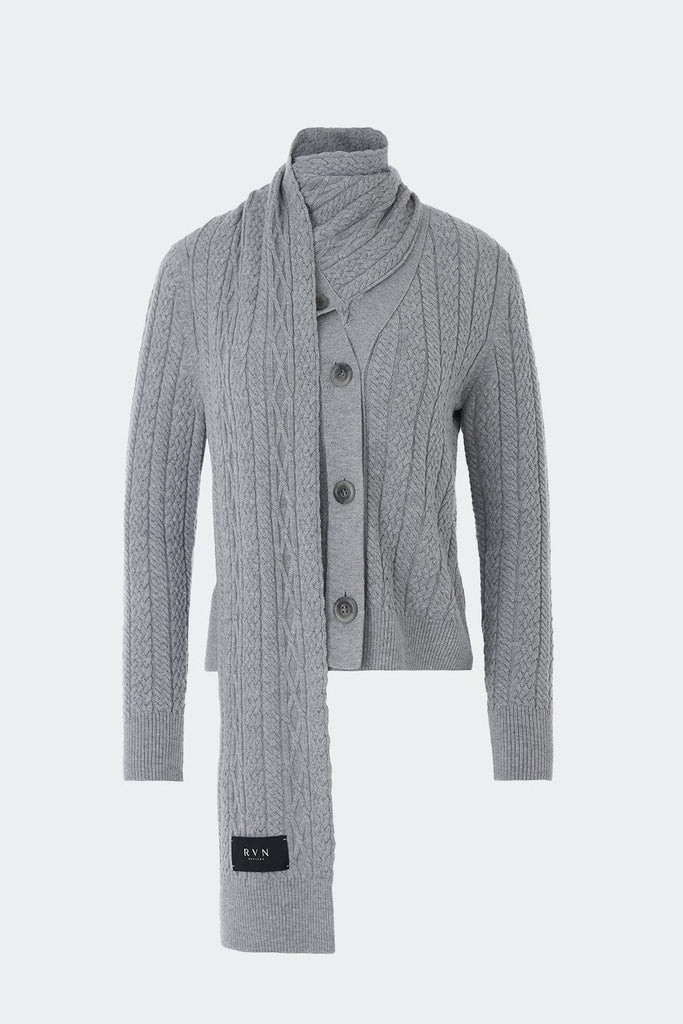 RVN Cardigan Cable Knit Scarf Cardigan