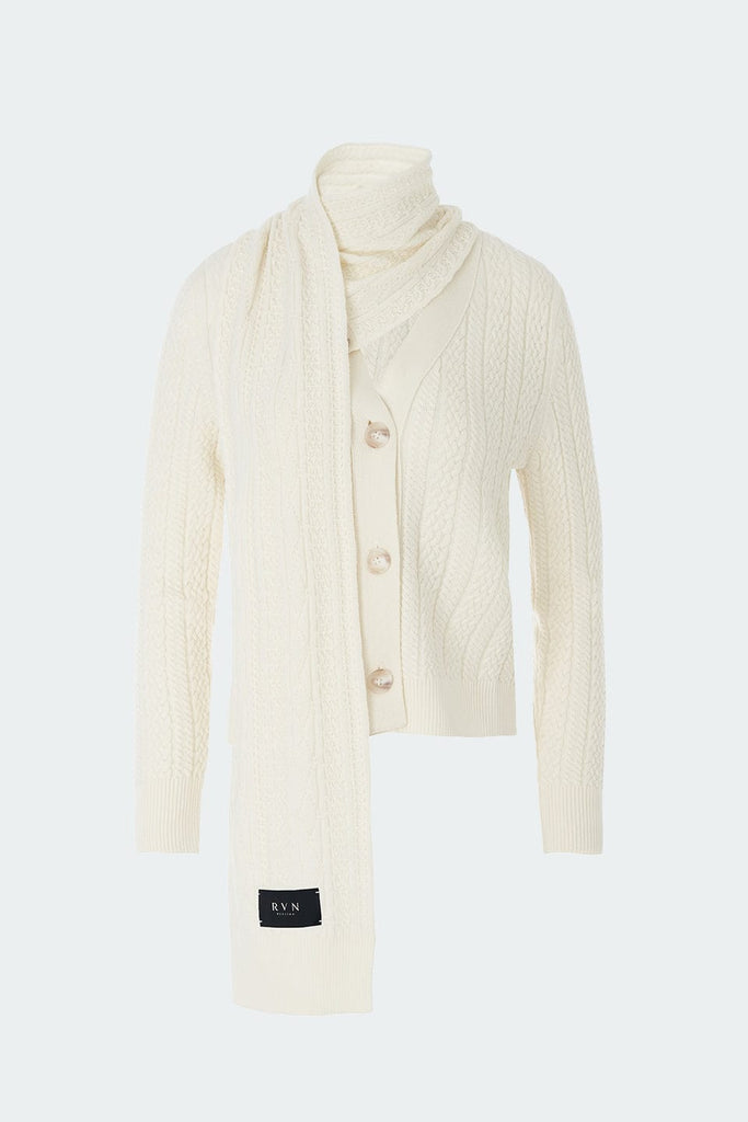 RVN Cardigan S Cable Knit Scarf Cardigan