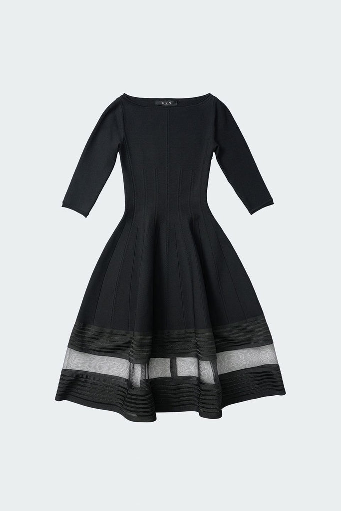 RVN Dress 3/4 Sleeve Flare Knit Dress
