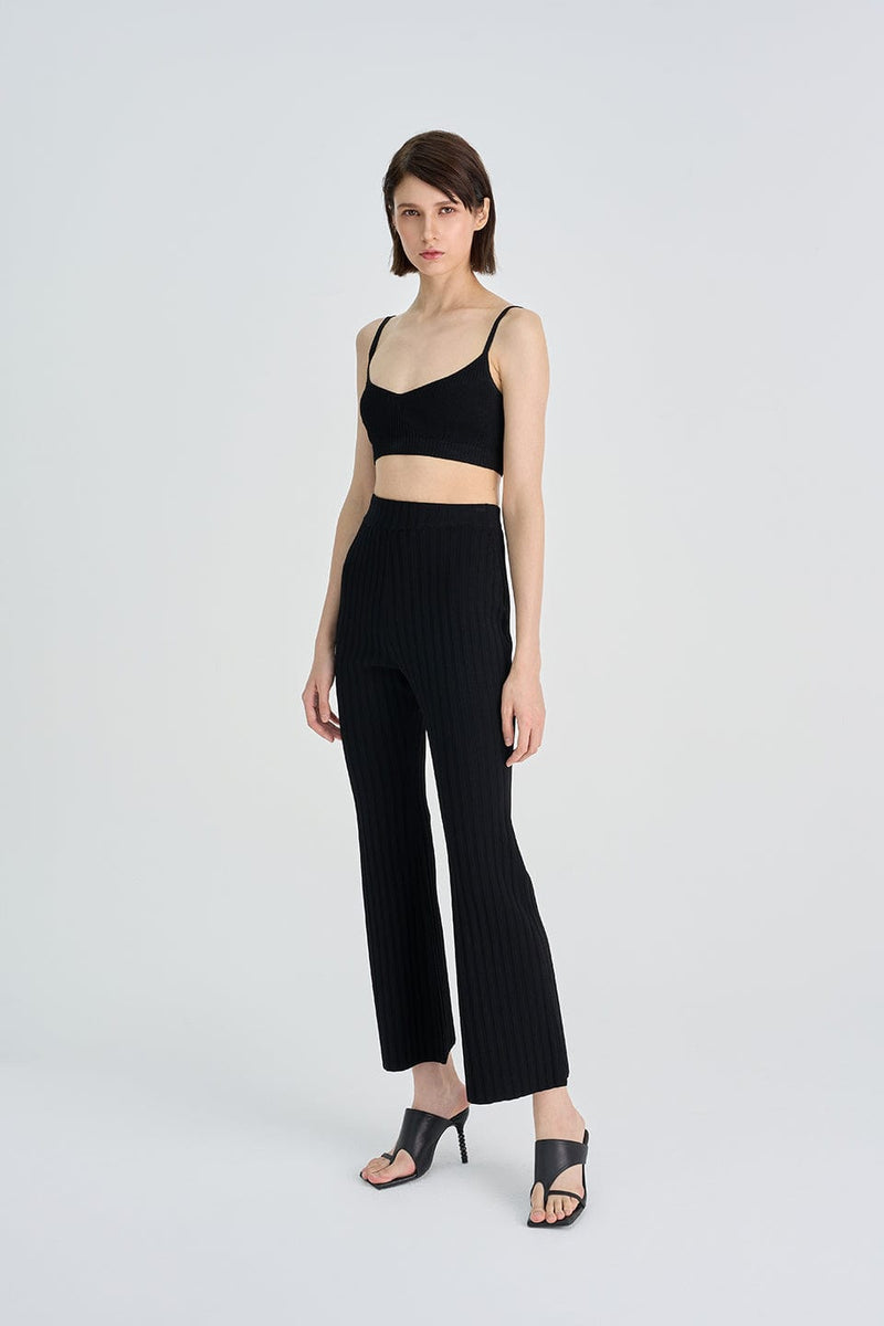 パンツ Bristol STRETCH KNIT RIBBED LOUNGE PANTS American-Tall-Women-Ribbed-