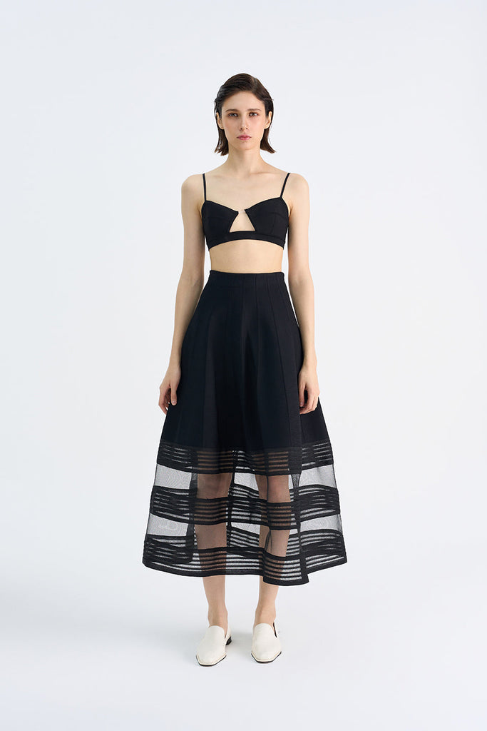 RVN Skirt Jacquard Flare Knit Skirt