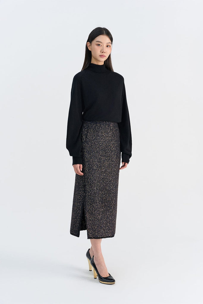 RVN Skirt S Velvet Blended Sequins Midi Skirt