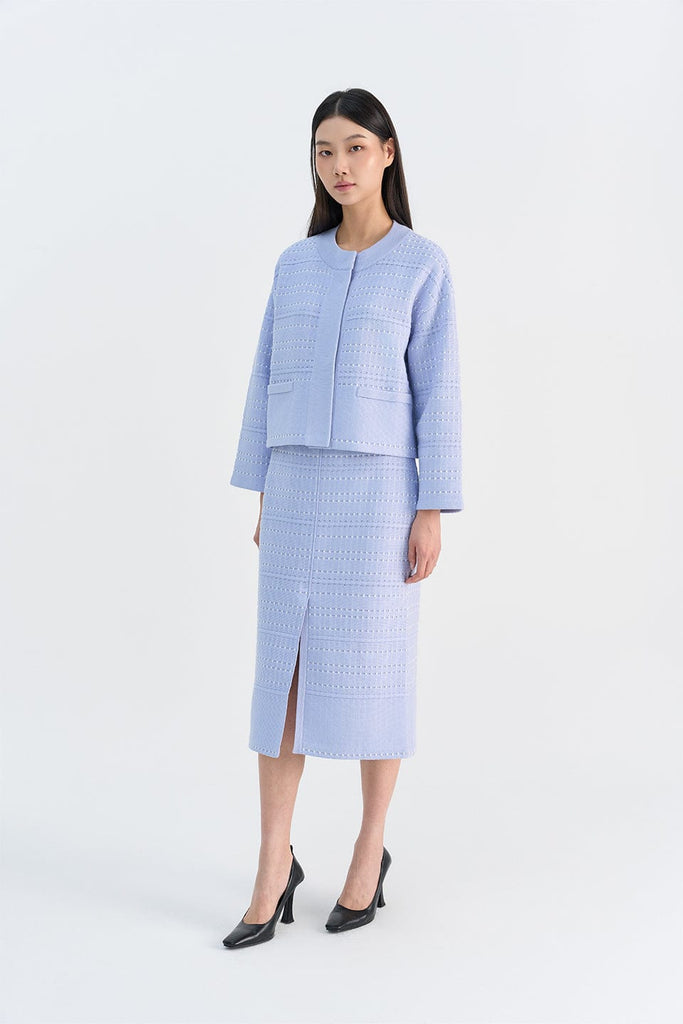 RVN Skirt Two-Tone Dot Knit Midi Skirt