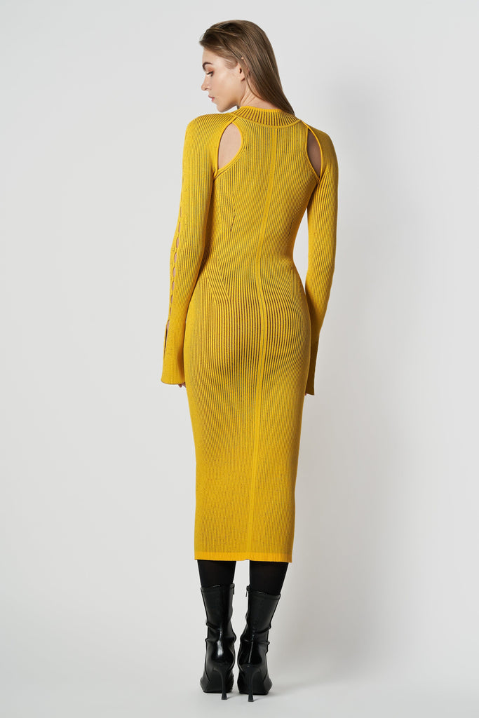 RVN Dress Engineered Rib Cutout Dress
