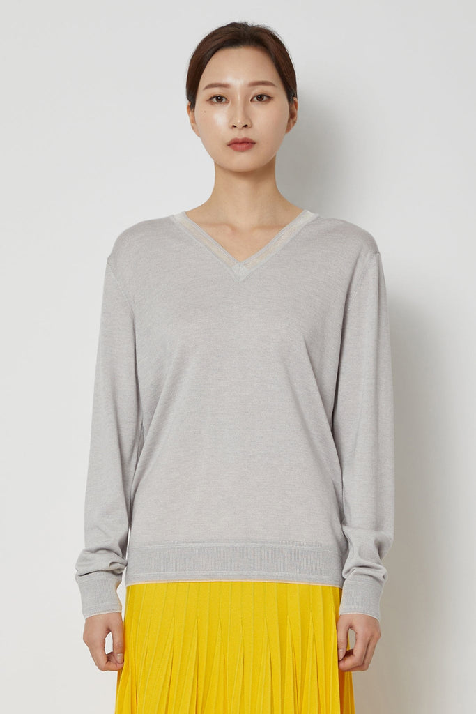 RVN Pullover Silk Cashmere V-Neck Sweater
