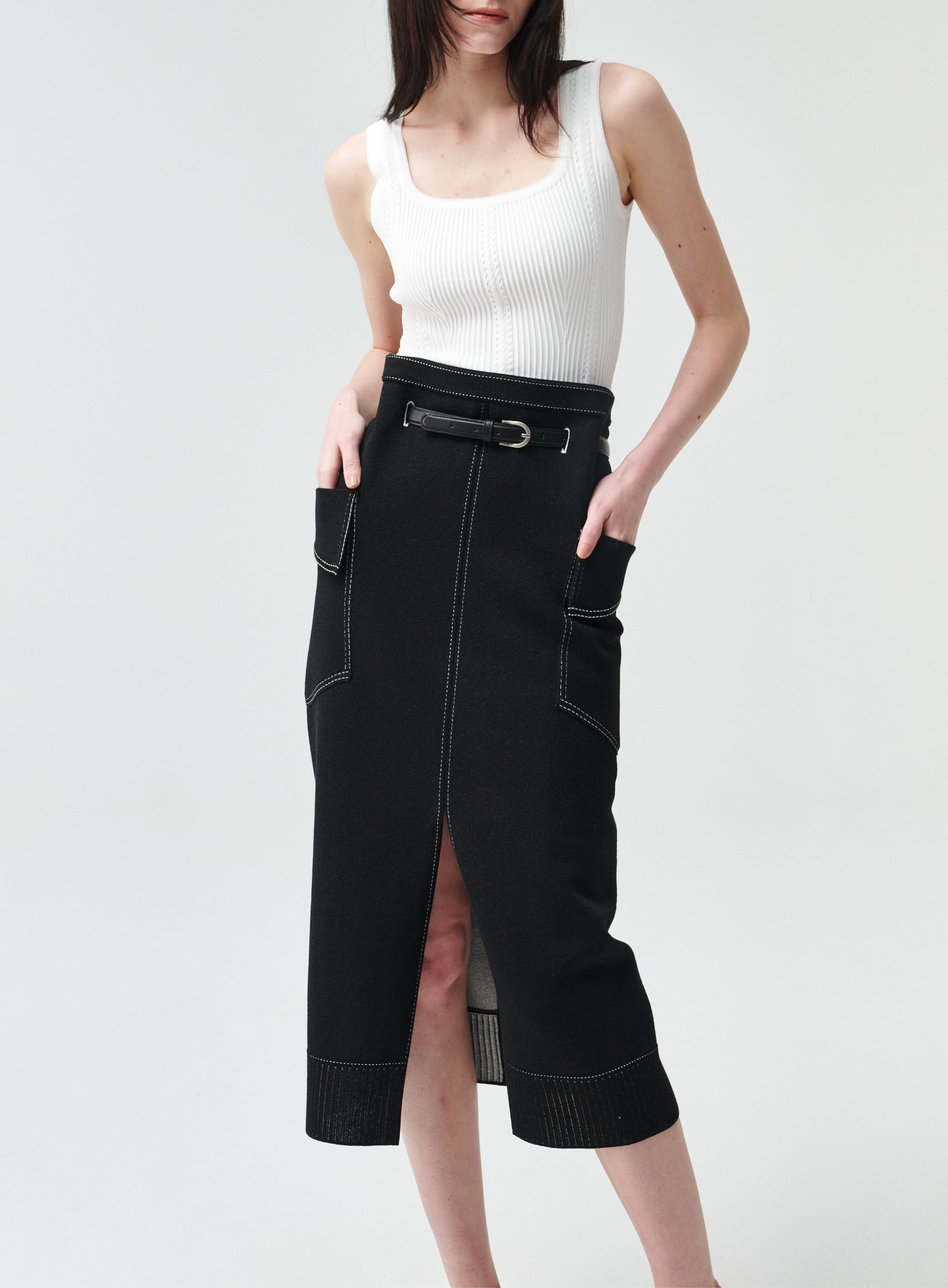 Freya Belted Knitted Skirt – RVN
