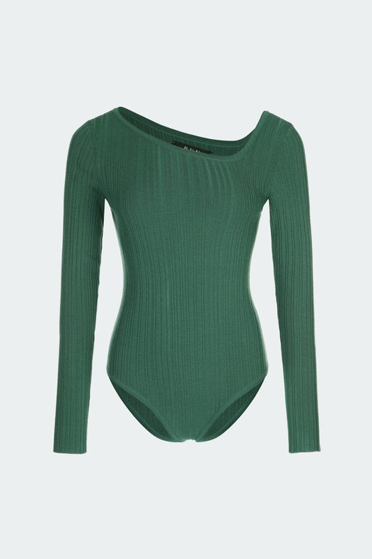 RVN Bodysuit S Oblique Neck Knit Bodysuit