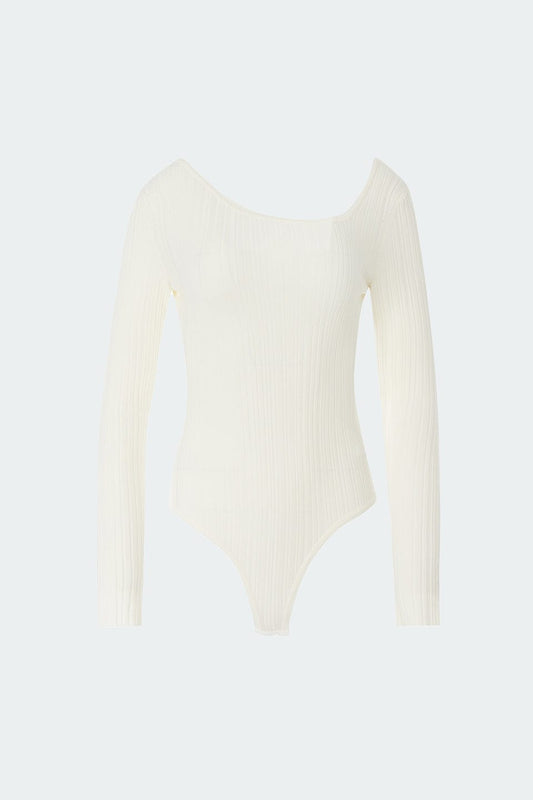 RVN Bodysuit S Oblique Neck Knit Bodysuit