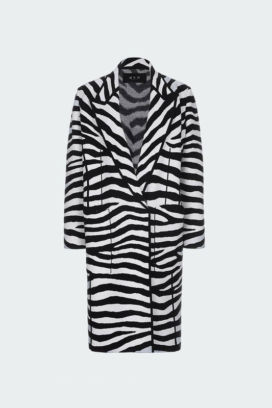 RVN Coat L Zebra Jacquard Knit Coat