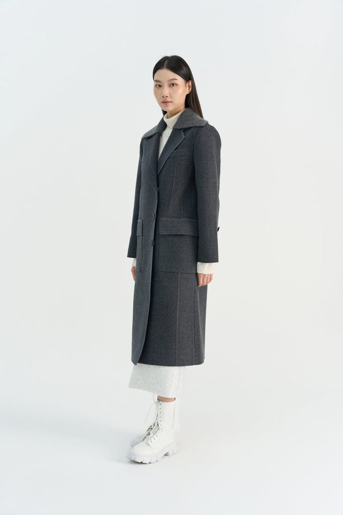 RVN Coat S Cashmere Collar Wool Knit Coat