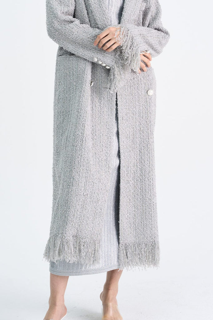 RVN Coat Sequins Fringe Knit Coat