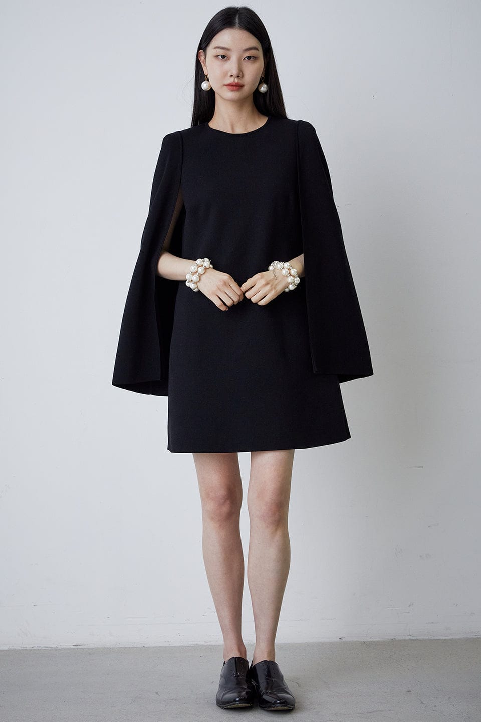 A-line Knit Cape Dress XS
