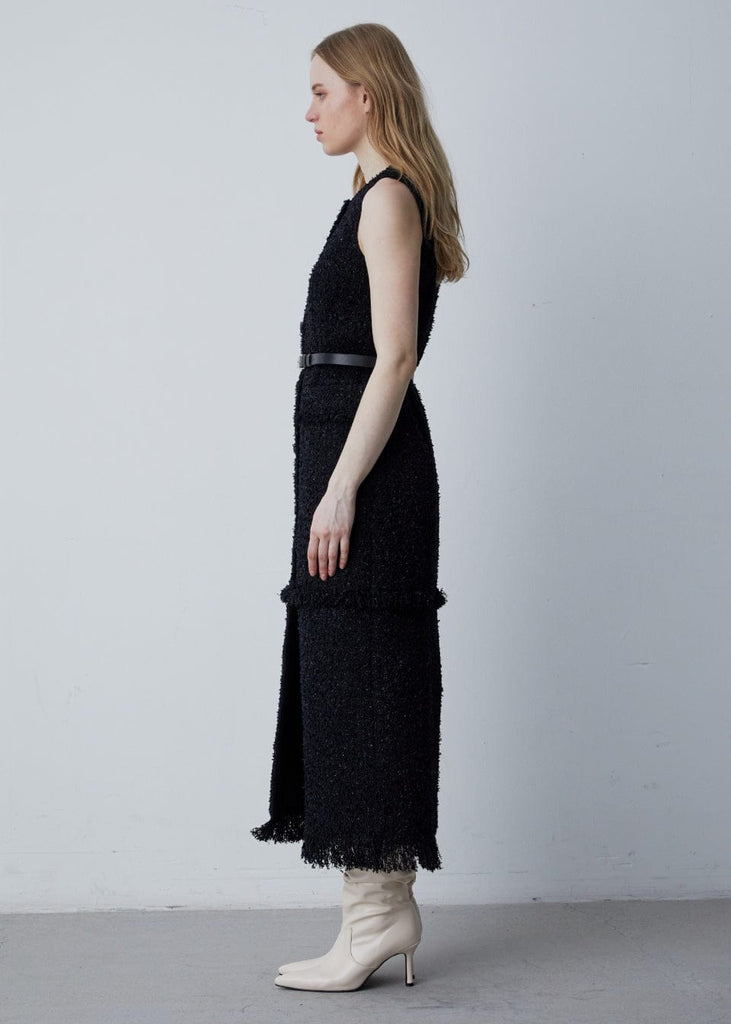 RVN Dress Black Sequins Tweed Knit Vest Dress