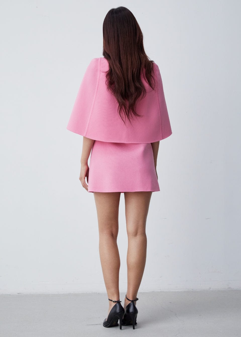 RVN Dress Crepe Knit A-line Mini Cape Dress