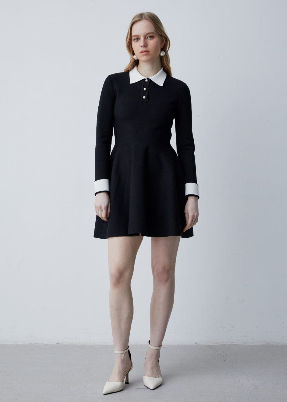 Crepe Knit Skater Long Sleeve Mini Dress – RVN