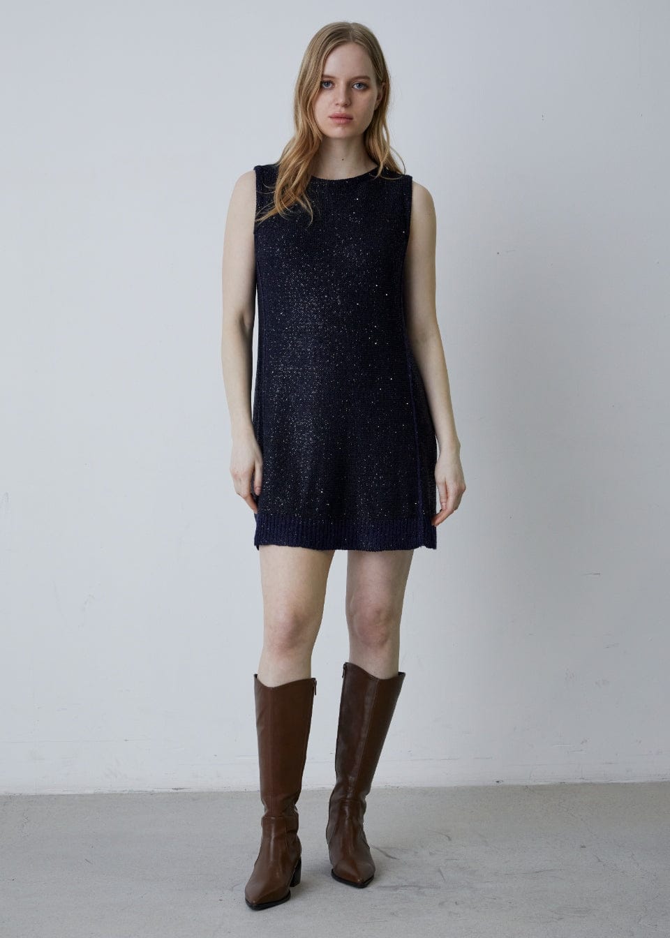 RVN Dress Sequins Jacquard Mini Knit Dress