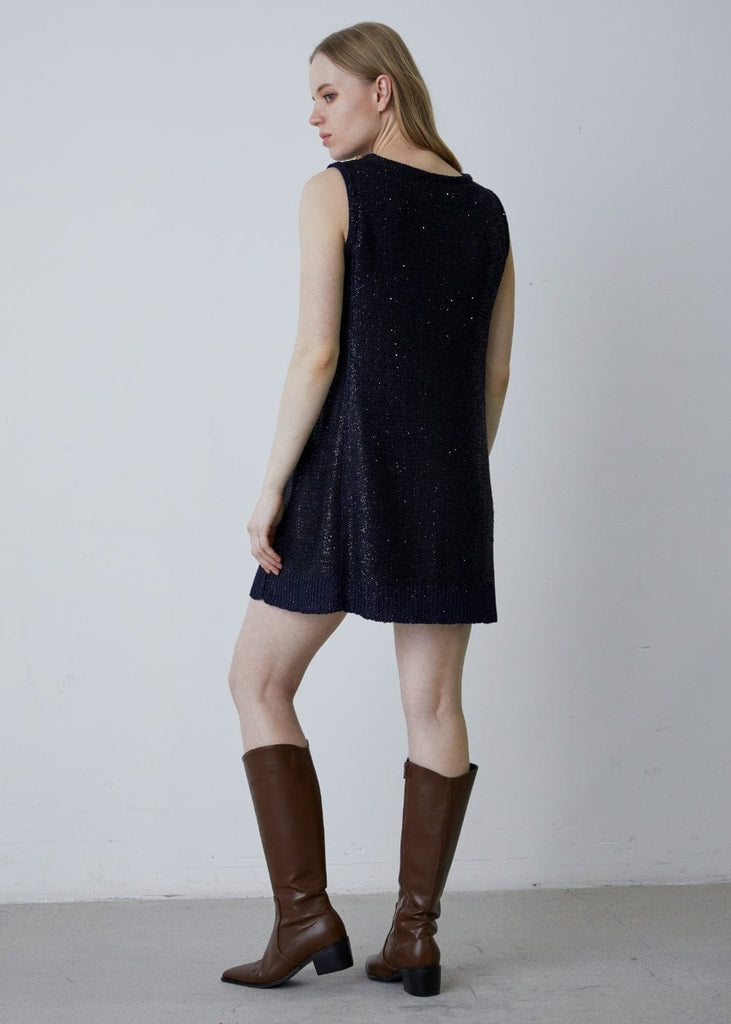 RVN Dress Sequins Jacquard Mini Knit Dress