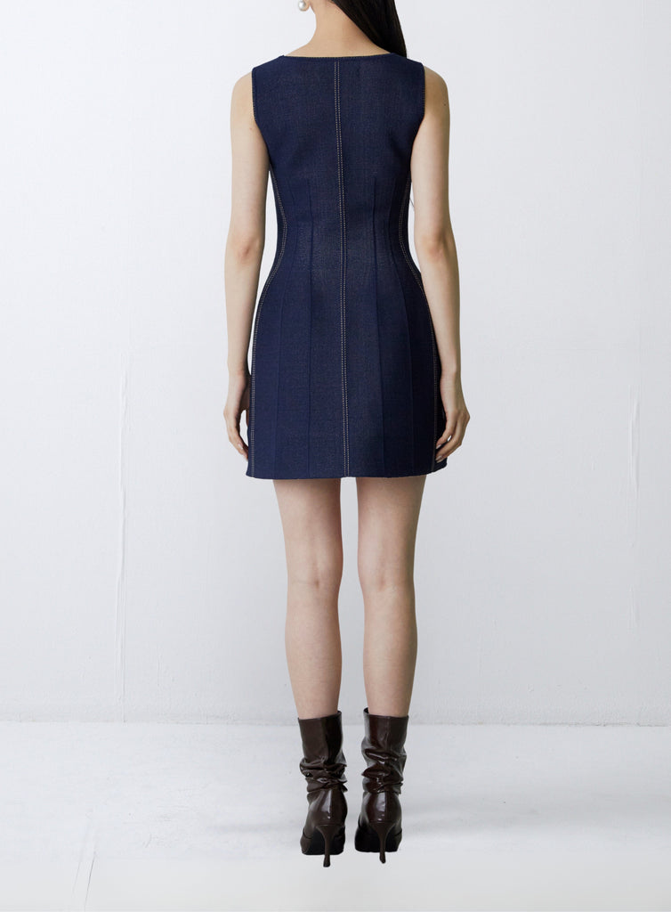 RVN Dress Sweetheart Denim  Tulip Mini Dress