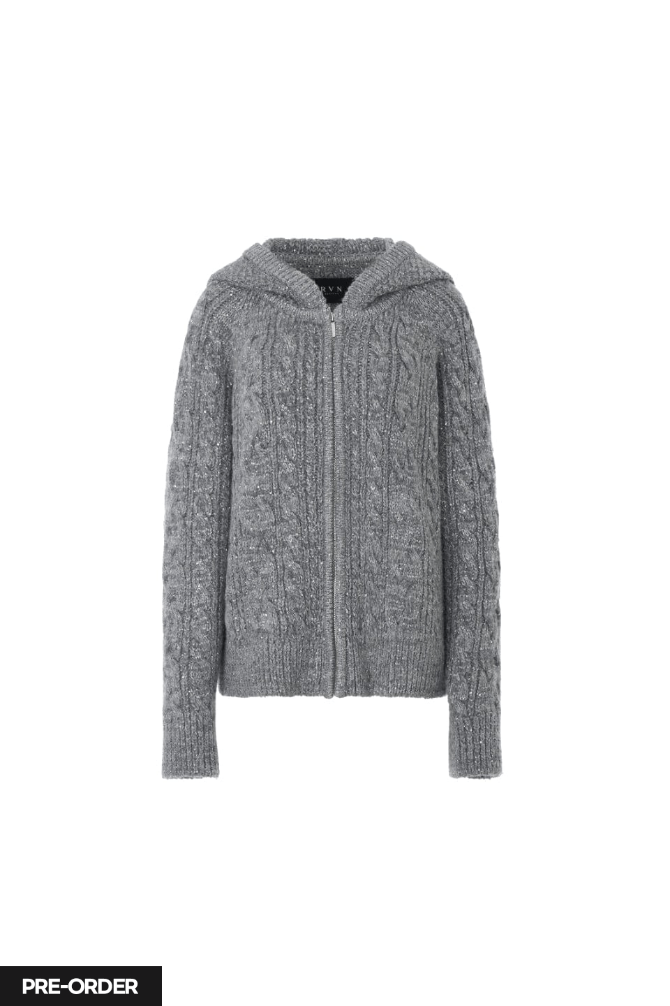 RVN Hoodie [PRE-ORDER] Sequins-Embellished Cable Zip-Up Cashmere Hoodie