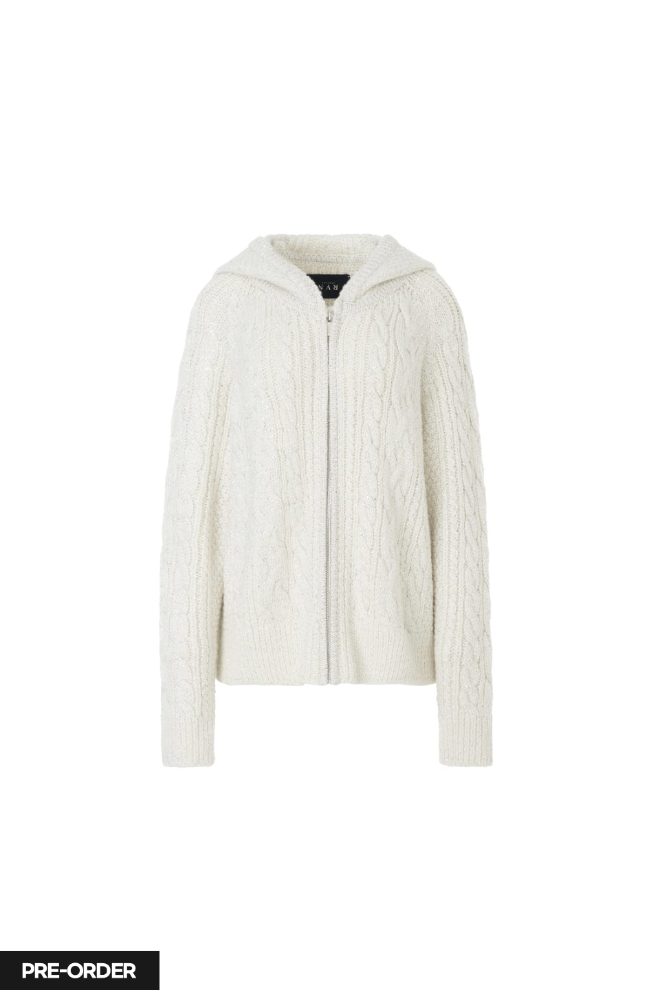 RVN Hoodie [PRE-ORDER] Sequins-Embellished Cable Zip-Up Cashmere Hoodie