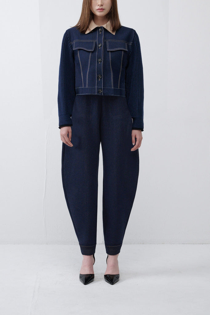 RVN Jacket Beacon Cropped Knitted Denim Jacket