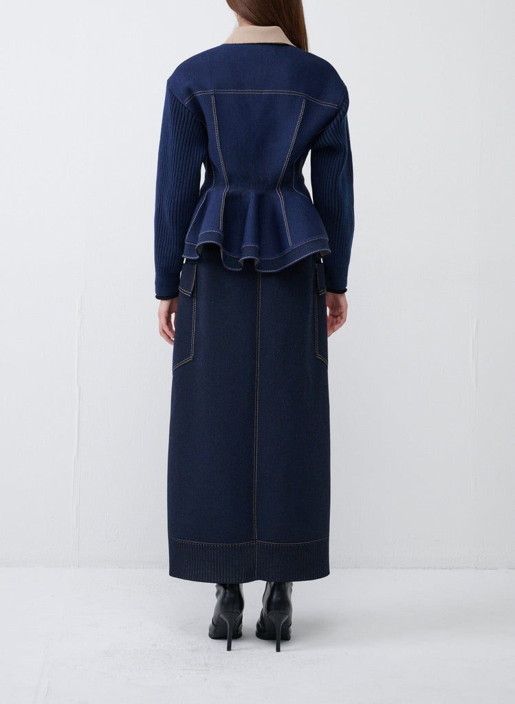 RVN Jacket Beacon Fitted Couture Denim Peplum Jacket