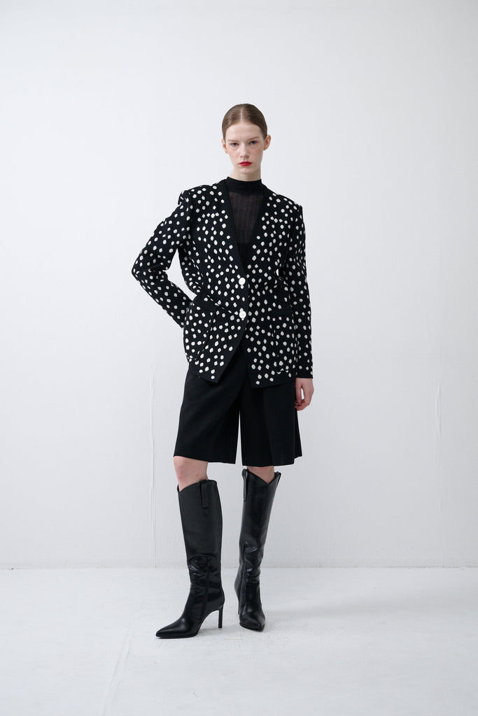 RVN Jacket Oversized Polka Dot Jacquard Knit Jacket