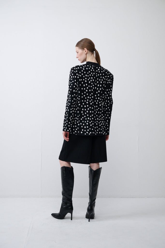 RVN Jacket Oversized Polka Dot Jacquard Knit Jacket