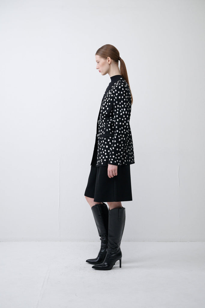 RVN Jacket Oversized Polka Dot Jacquard Knit Jacket