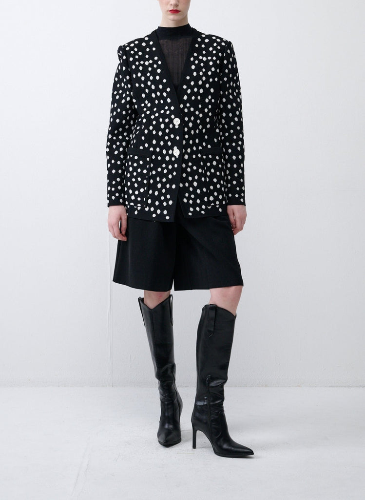 RVN Jacket Oversized Polka Dot Jacquard Knit Jacket