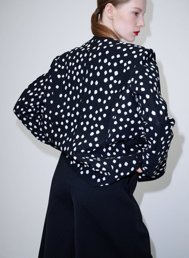 RVN Jacket Oversized Polka Dot Jacquard Knit Jacket
