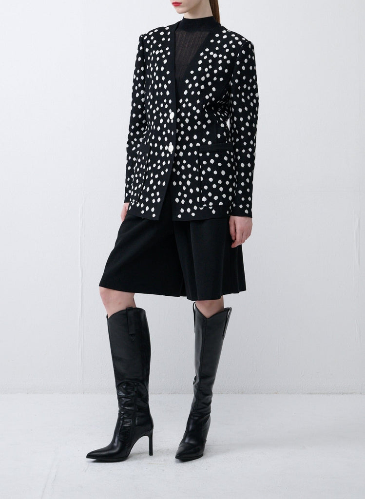 RVN Jacket Oversized Polka Dot Jacquard Knit Jacket