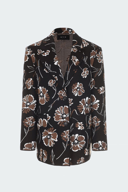 RVN Jacket S Floral Jacquard Knit Jacket