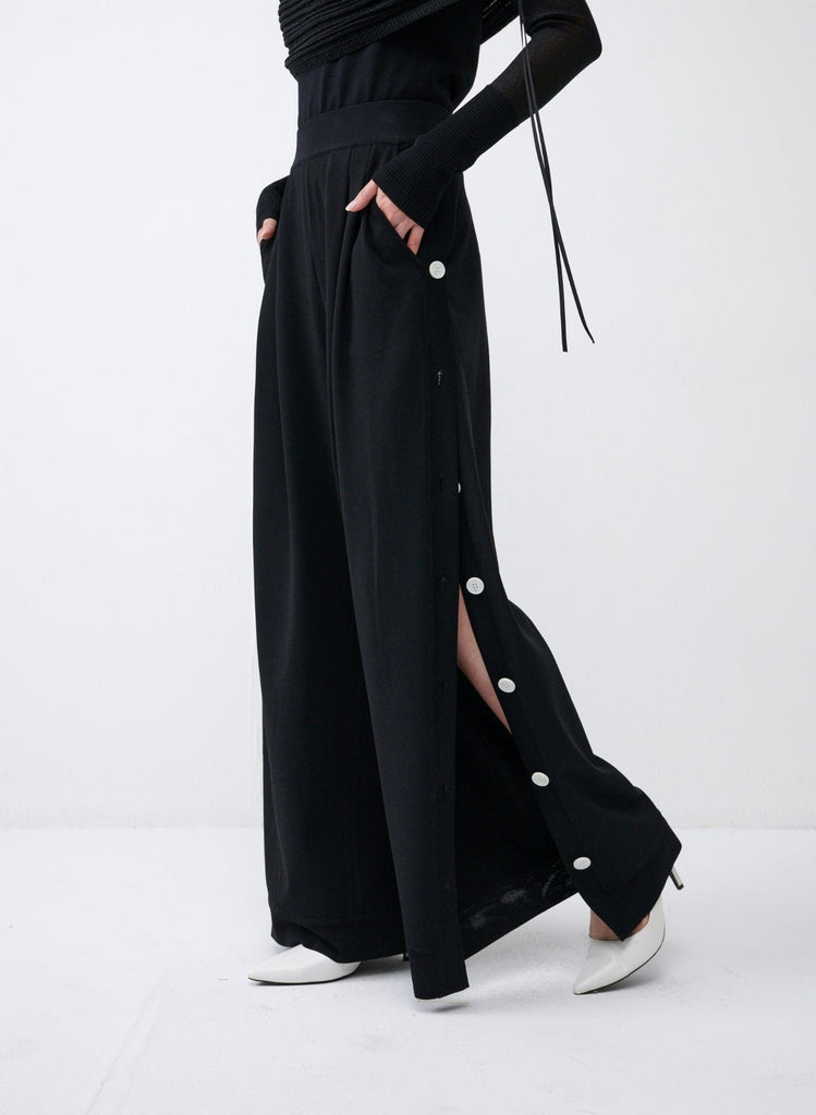 RVN Pants Button-Slit Convertible Wide-Leg Pants