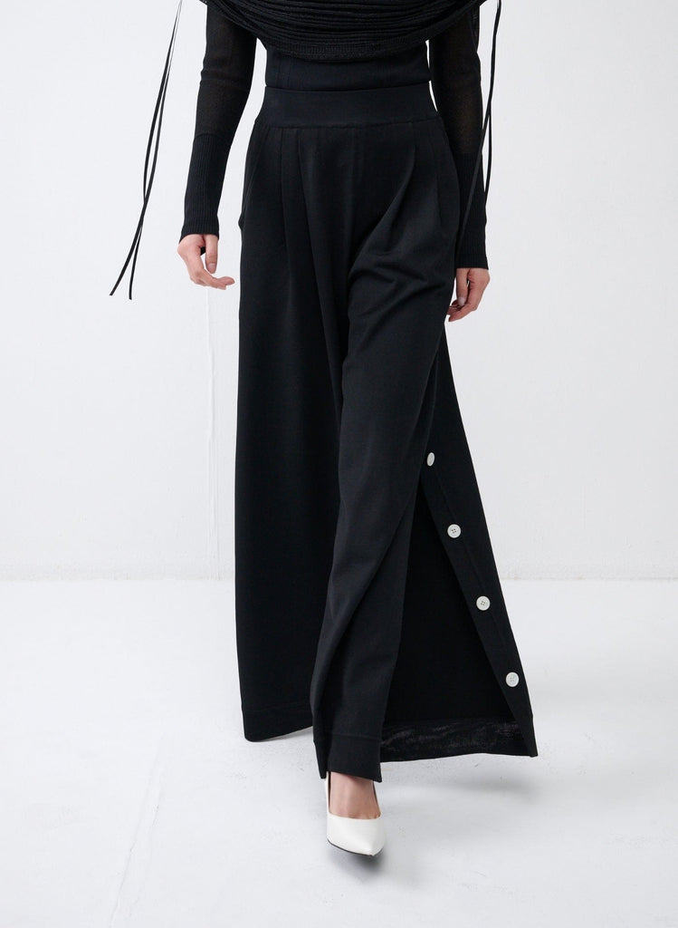 RVN Pants Button-Slit Convertible Wide-Leg Pants