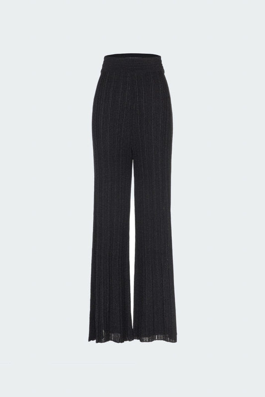 RVN Pants Metallic Rib Wide Knit Pants