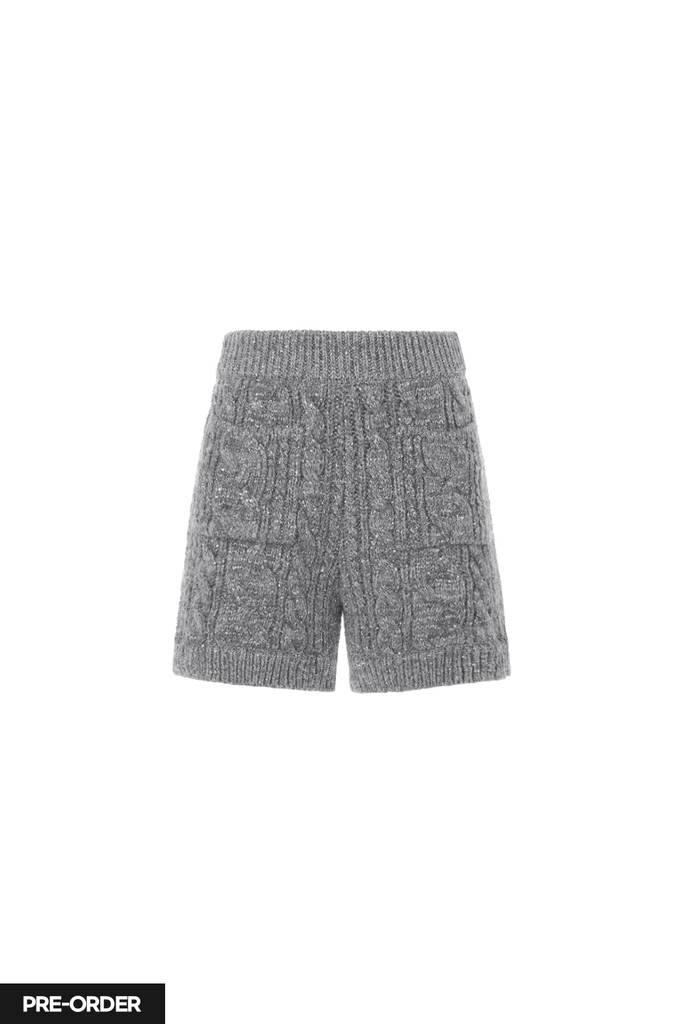 RVN Pants [PRE-ORDER] Sequins-Embelished Cable Cashmere Shorts