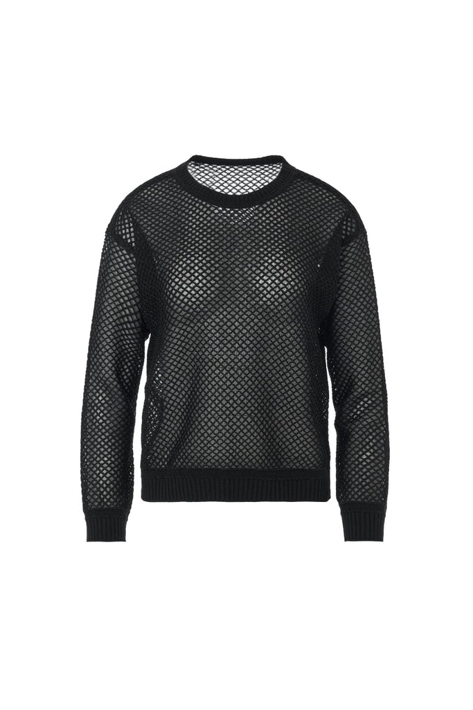 RVN Pullover Sheer Lurex Mesh Knit Top