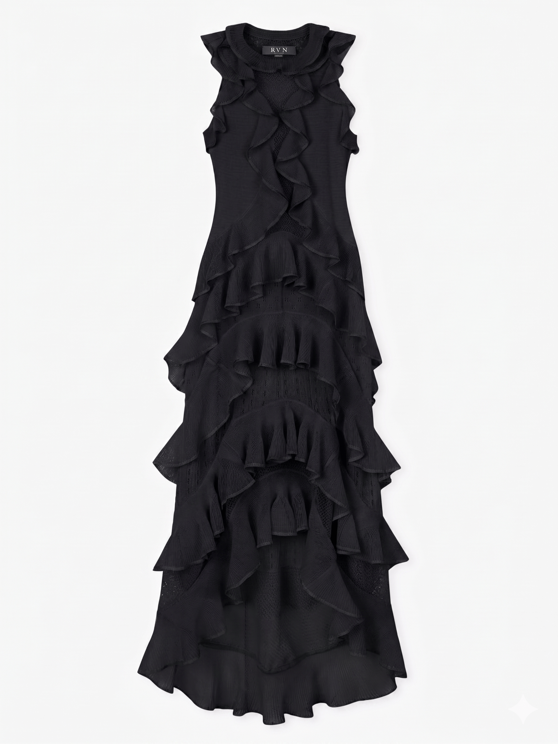 long black frill dress Lissy Ruffle Textured Maxi Dress main image 0