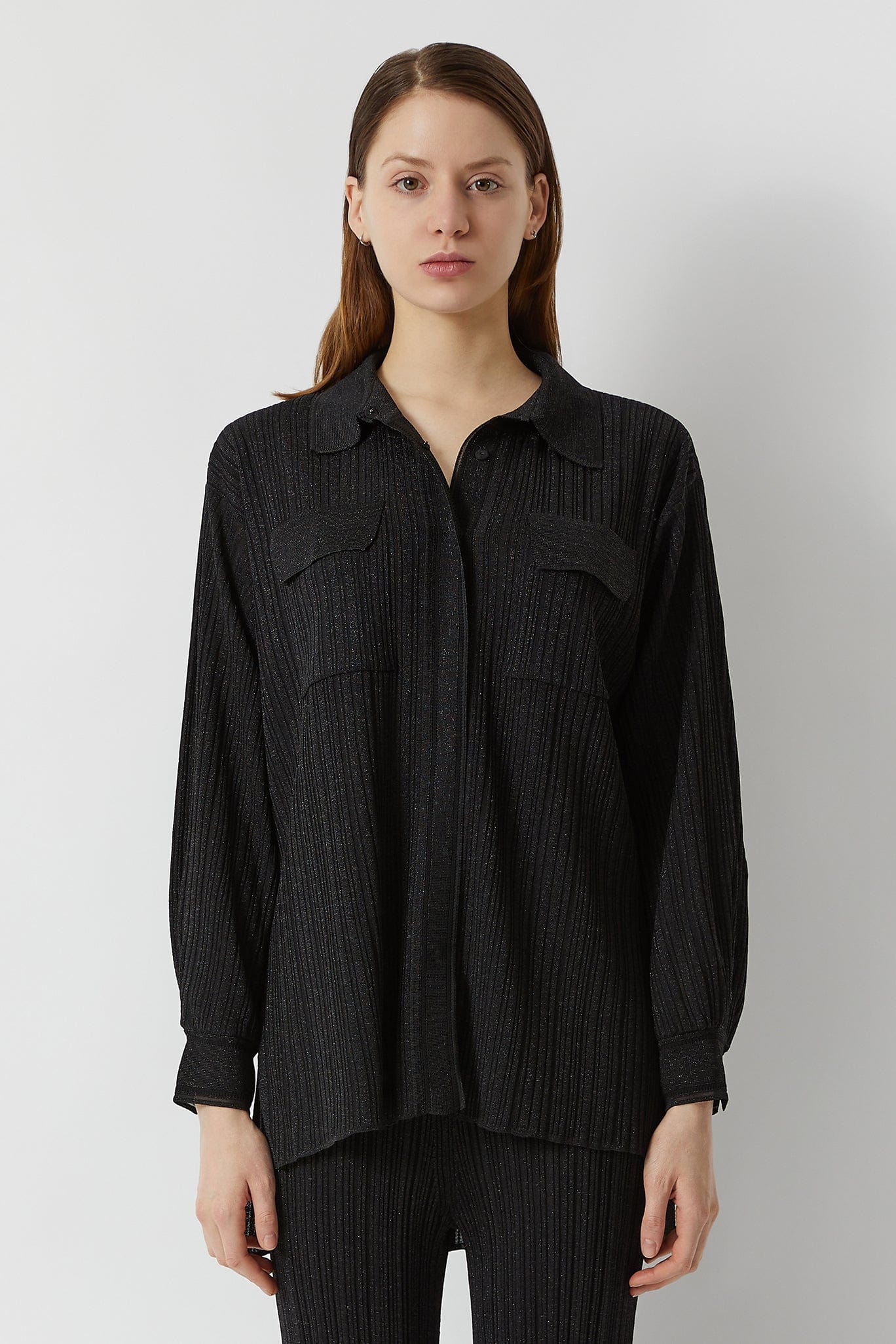 RVN Shirts Metallic Rib Knit Shirt