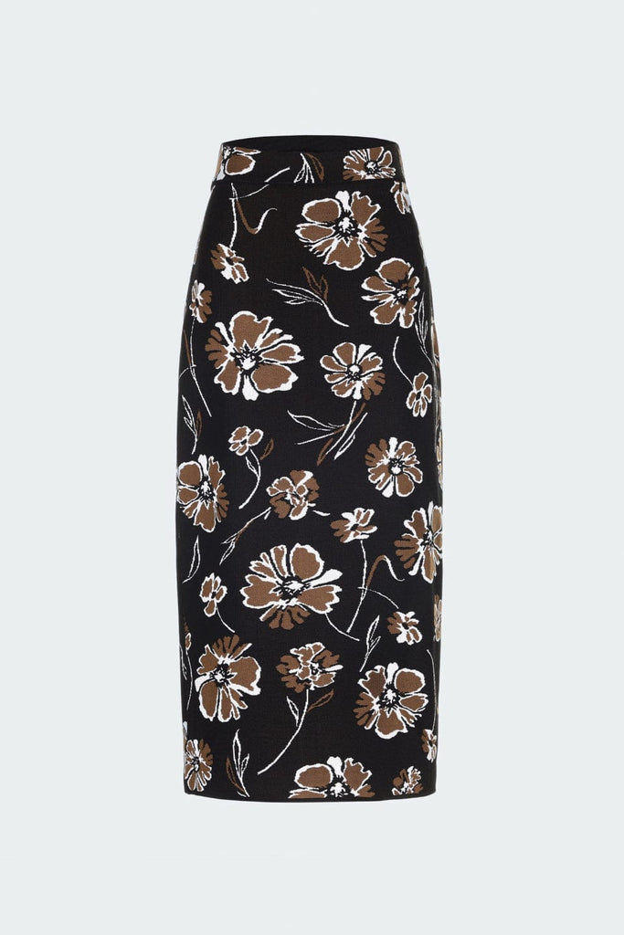 RVN Skirt Floral Jacquard Midi Knit Skirt