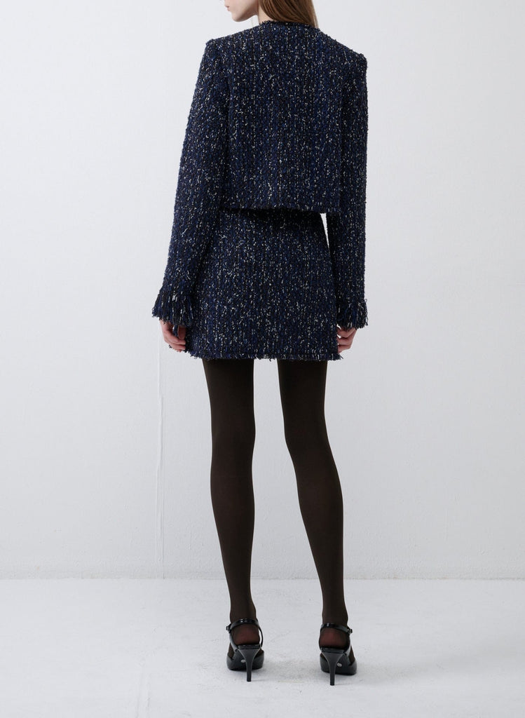 RVN Skirt Indigo Tweed Knit Mini Skirt
