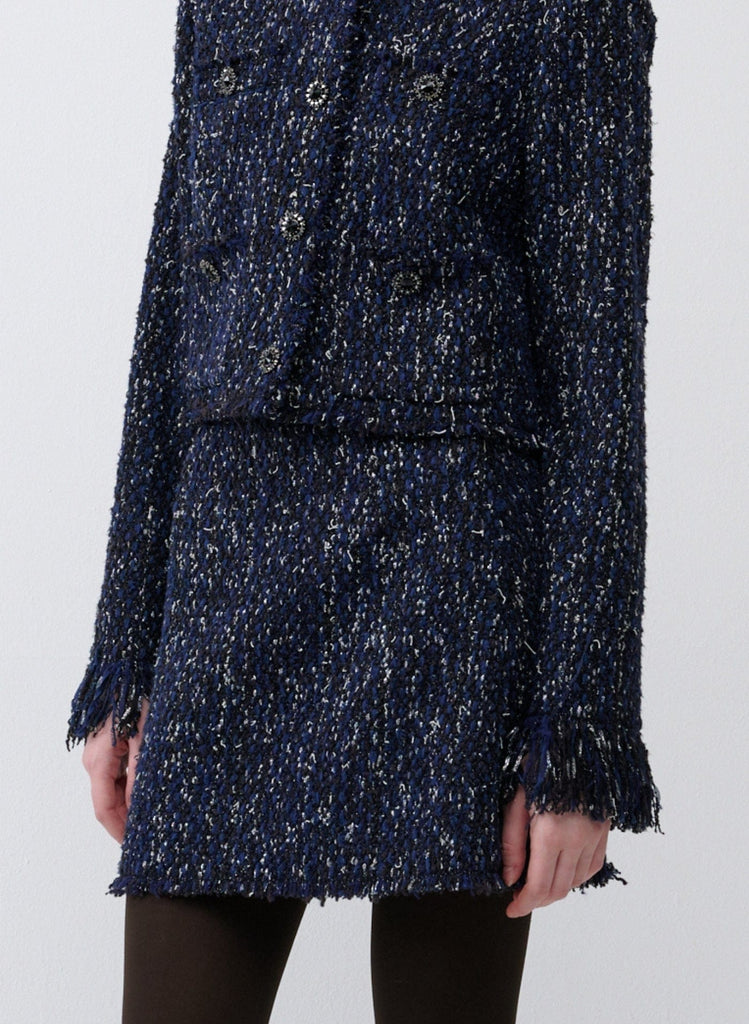 RVN Skirt Indigo Tweed Knit Mini Skirt