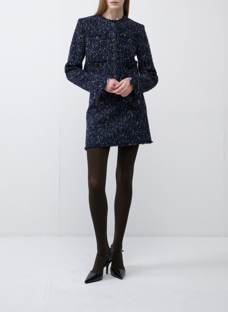 RVN Skirt Indigo Tweed Knit Mini Skirt