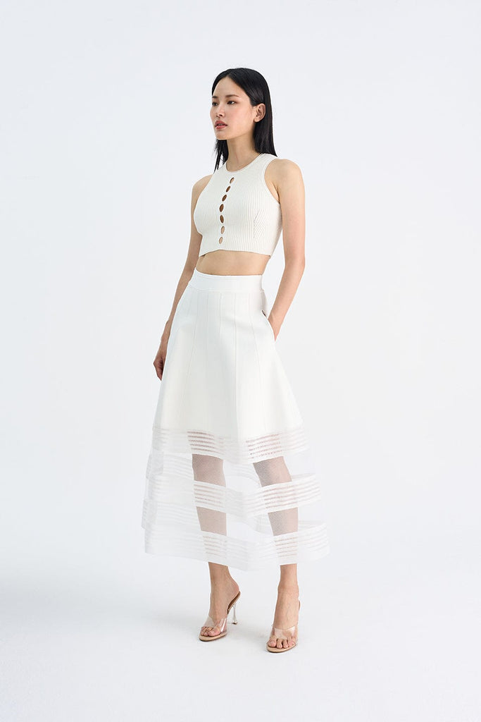 RVN Skirt Jacquard Flare Knit Skirt