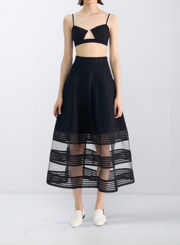 RVN Skirt Margot Pick Stitch Knitted Midi Skir