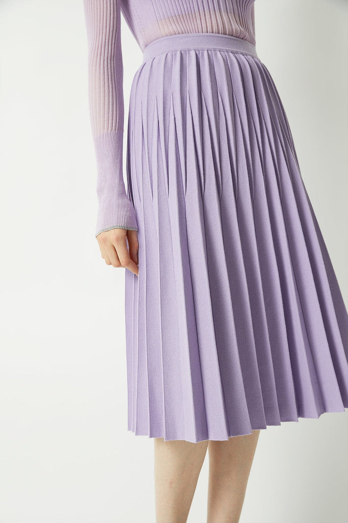 RVN Skirt S Pleated Knit Jacquard Skirt