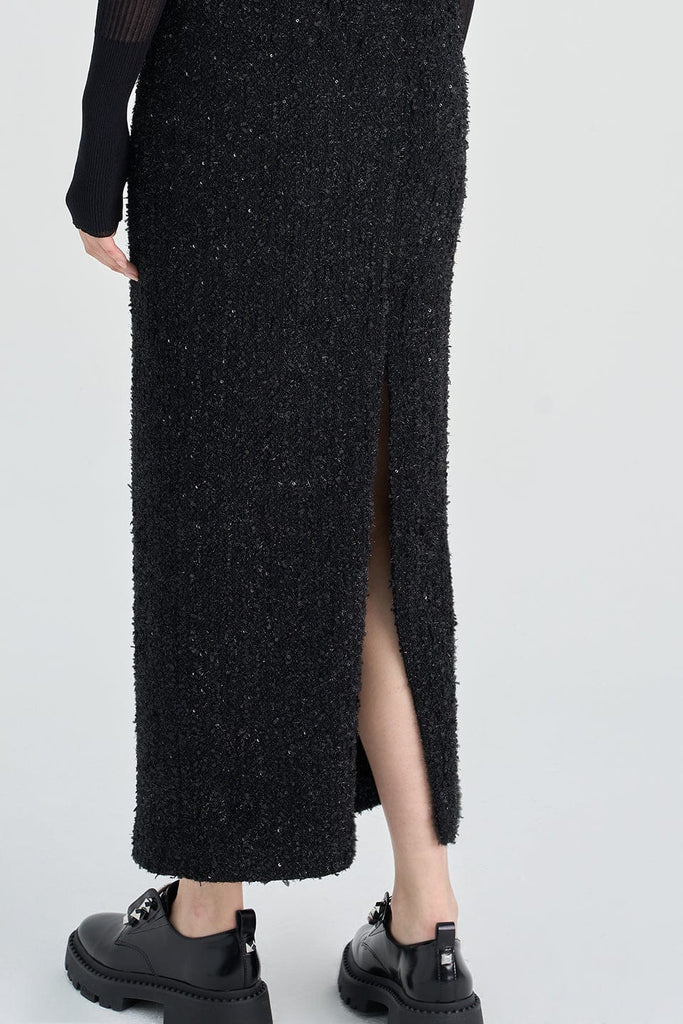 RVN Skirt Sequins Tweed Knit Skirt