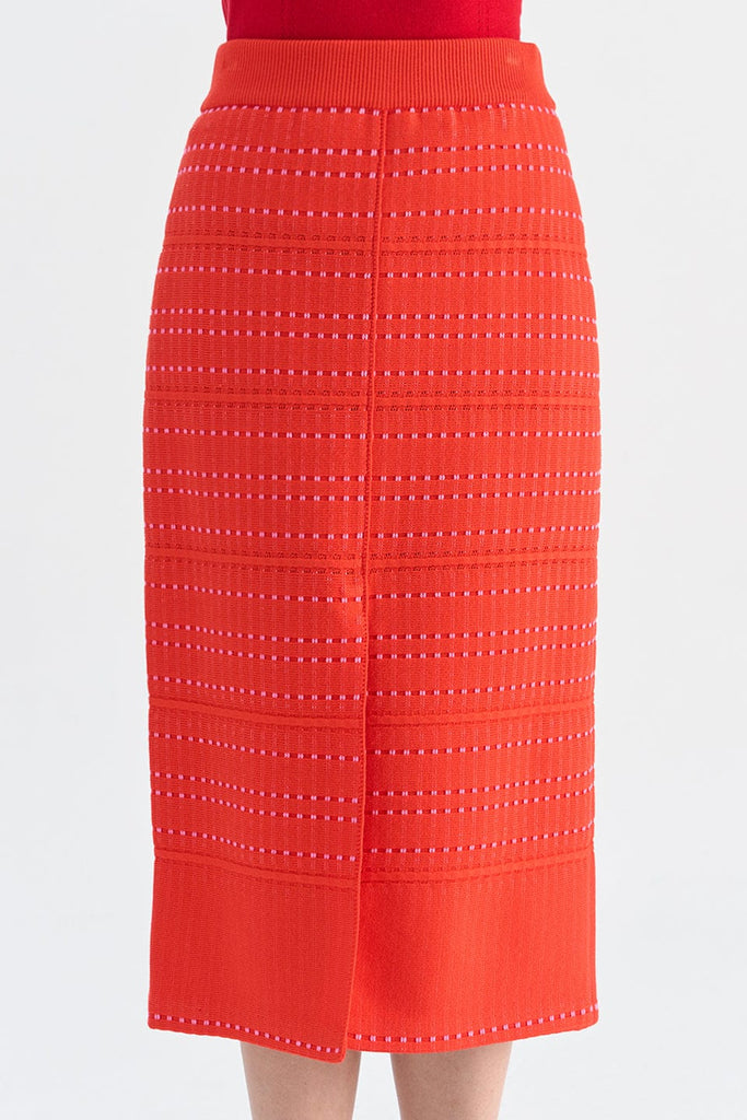 RVN Skirt Two-Tone Dot Knit Midi Skirt
