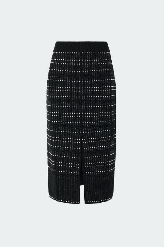 RVN Skirt Two-Tone Dot Knit Midi Skirt